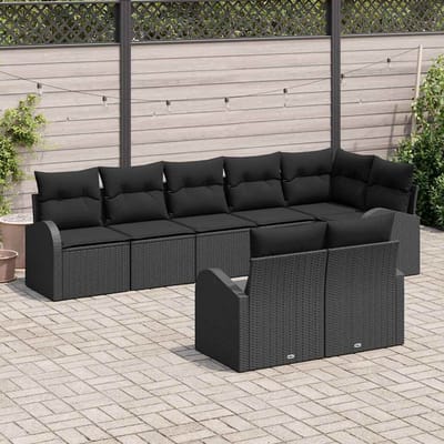 vidaXL - Tuinbank - Set - 8 - st - 8-Aantal - zitplaatsen - poly - rattan