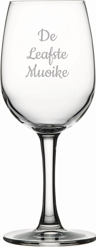 Gegraveerde witte wijnglas 26cl De Leafste Muoike
