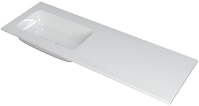 INK Faktor Wastafel Polystone Links Zonder Kraangat - 1400x450x15 mm - Glans Wit