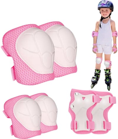 1 set - 3-in-1 set voor kinderen - Botsingsbescherming voor gewrichten - Beschermende uitrusting voor rolschaatsen - Beschermmat voor fietsen - 26*19*7 cm - Geschikt voor kinderen van 3-12 jaar voor bescherming tijdens skateboarden en fietsen - Roze