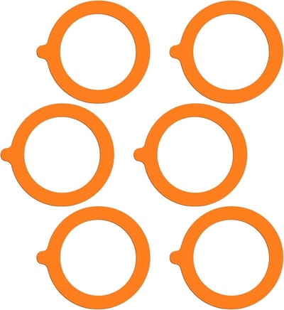 6 Stuks Rubber Glazen Pot Dichtingsringen - Luchtdichte Siliconen Vervangingspakking voor Potten, Lekvrije Rubberafdichting - 3.7" (Oranje)