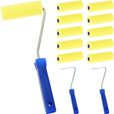 FX Tools Verfrollers set 12 delig - 2 houders/10 rollen van 10 cm - Voordeel rollen - Schilderen thuis