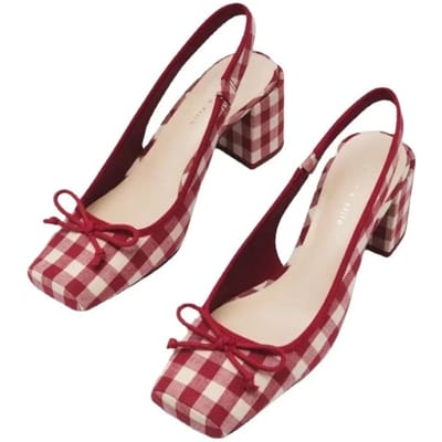 Dames Sandalen met Dikke Hak Retro Vierkante Neus Mary Janes Pumps Schoenen Slingbacks Lente Zomer Hoge Hakken Baotou Ruit Schoenen 35
