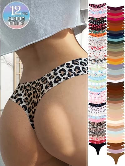 12-delige verpakking ademende string slips - Laag uitgesneden V-strings voor hardlopen, yoga en fitness