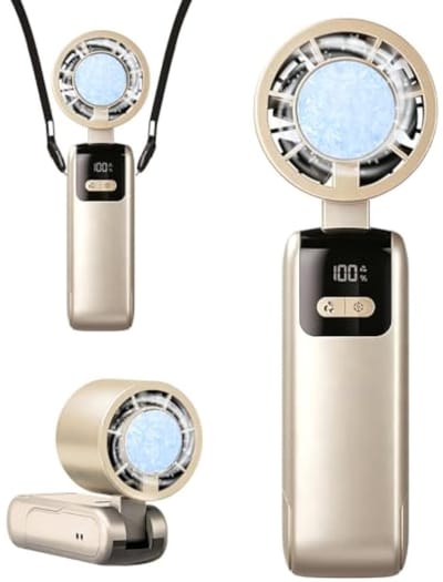 Draagbare handventilator met turbine, 3-in-1, krachtige handventilator met 199 windsnelheden, LED-display, USB-oplaadfunctie, geschikt voor thuis, buiten, woon-werkverkeer, evenementen, reizen, make-up aanbrengen en andere gelegenheden. Geel.
