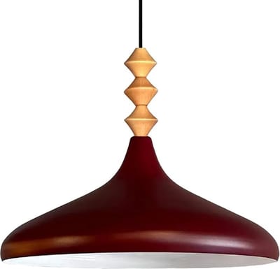 Bamyum Champion Hanglamp Can Hout, Bordeaux Metaal E27 Moderne Hanglamp