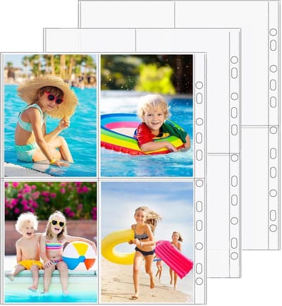 A4 Postkaartenhoezen met 4 Compartimenten - Transparante Fotohoezen voor Familie en Bruiloften, 30 Stuks, 105 x 155 mm