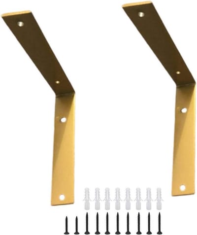 Plankhouders Set - Wanddragers Hoeksteunen - Opslag Creëren - Robuust Smeedijzer - 28 cm Lengte - Goud