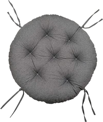 chilly pilley Papasan, papasanfauteuil, rotanstoel, kussen, stoelkussen, tuinkussen, zitkussen voor de tuin, gewatteerd kussen met lussen, rond (80 cm, grijs)