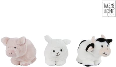 Boerderijdieren pluche bol knuffel 12cm - Take Me Home speelgoed.