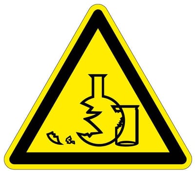 Waarschuwingsbord voor glasgevaar - kunststof 300 mm