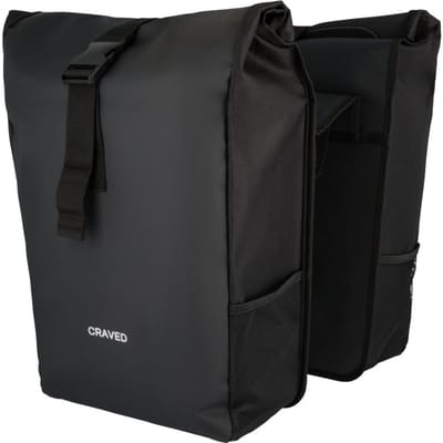 Craved Dubbele Fietstas Spark - Zwart - 48 Liter - Rolltop Fietstassen - Elektrische fietsen