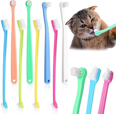 8-delige tandenborstel set voor honden en katten, zachte anti-plaque borstel voor huisdieren, ideaal voor kleine honden