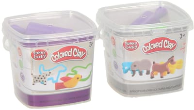 Kleiset in Opbergbox met Uitsteek Dierenvormen - 3 Kleuren Klei