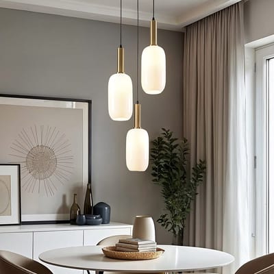 LumenXL Hanglamp Dayley - melkwit glas, 3-lichts