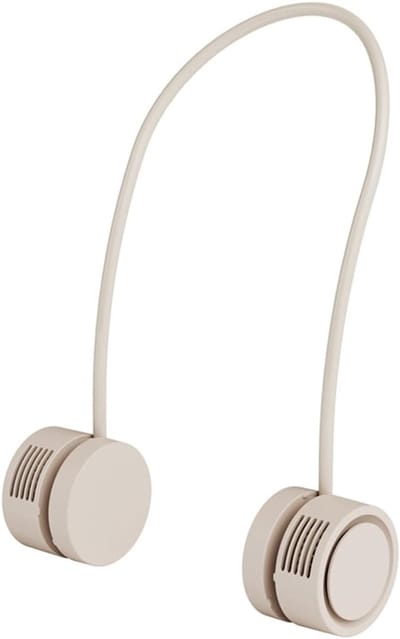 Persoonlijke nekventilator, koeler voor etherische oliën, afneembaar, lichtgewicht en draagbaar, zakformaat, stille roterende motor, veiligheidsventiel, abrikooskleur.