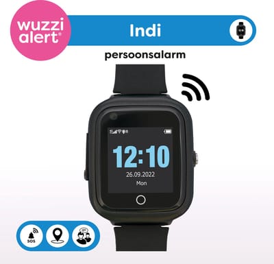 Wuzzi Watch Indi zwart- Wuzzi Alert alarm horloge