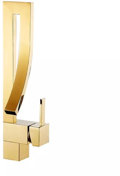 Hudor Wastafelkraan Goud Messing Halys Collectie - Fonteinkraan met Keramische Patroon - Waterbesparende Wastafelmengkraan 100% Gerecycled Messing