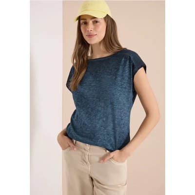 Shirt met boothals in garment-dye look