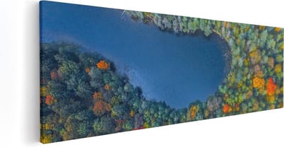 Artaza Canvas Schilderij Bos - 60x20 cm - Wanddecoratie Herfst - Muurdecoratie Landschap - Kamer Accessoires Natuur
