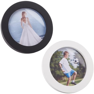 Dailygoody - Ronde Houten Fotolijst - Wanddecoratie - Zwart en Wit - Fotolijsten voor Thuis - Persoonlijke Herinneringen - Geschikt voor Diverse Geleg...