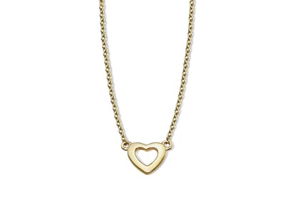 Ketting Hartje Open Zilver Gold-Plated XN001G 42-45cm