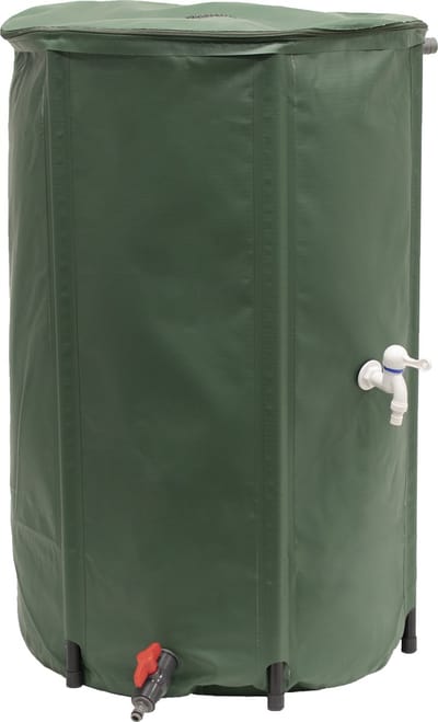 EDA - Flexibele en opvouwbare wateropvangbak 250 L - met filter + 2 kranen - Weerbestendig - Ø 60 x H.88 cm