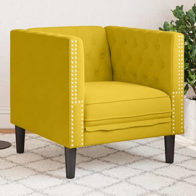 vidaXL - Fauteuil - Chesterfield-stijl - fluweel - geel