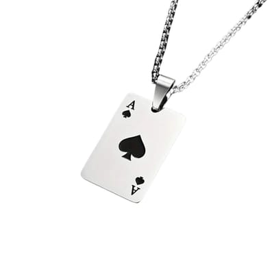 Livano Ketting - Heren - Staal - Nep zilver - Met Hanger - Schoppen