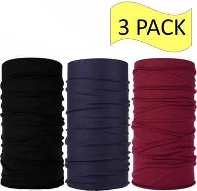 Fako Fashion - 3-Pack Colsjaal - Microfiber Faceshield - Bandana - Nekwarmer - Sjaal - Zwart/Navy/Bordeaux
