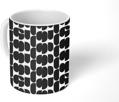 Mok - Koffiemok - Modern - Patroon - Zwart - Mokken - 350 ML - Beker - Koffiemokken - Theemok