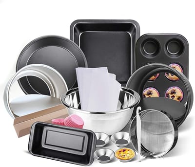Bakvorm Set - Taartvormen Bakplaten - Cakes Bakken - Dubbele Antiaanbaklaag - Vijf Delig - Zwart