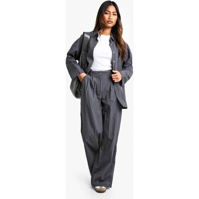 boohoo Dames Casual Wijde Pijpen Broek | Houtskool | Maat: 36