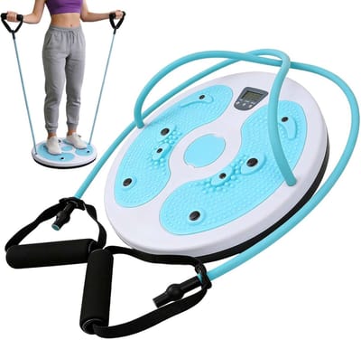 Taille Draaischijf - Core Trainer - Fitness Thuis - Met Calorieënteller - 28x28x3 cm - Blauw Wit