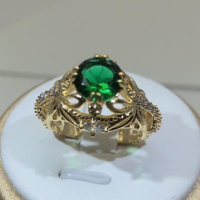 14K Goud Vintage Smaragd zirkonia Ring voor Dames Zilveren Sieraden Natuurlijke Smaragd Ring sieraden feest verjaardagscadeau 6 gray