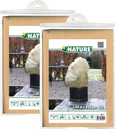 Nature plantenhoes met trekkoord - 4x stuks - H150 x D75 cm - beige - anti-vorst beschermhoes