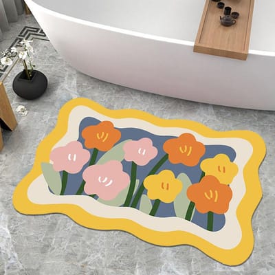 Tapis de Sol de Salle de Bain Antidérapant à Séchage Rapide pour Toilette Domestique Tapis Absorbant en Terre de Diatomée Doux Tapis d'Entrée 40 * 60CM