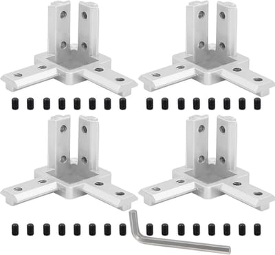 Hoekverbinder voor 3030 Profiel, 3-Weg Hoekverbinder met Schroeven voor T-Groef en Aluminium Extrusie, Set van 4