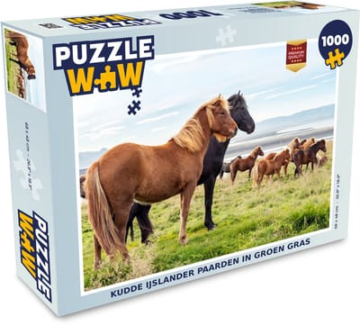 Puzzel Kudde IJslander paarden in groen gras - Legpuzzel - Puzzel 1000 stukjes volwassenen