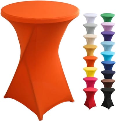 Statafelhoes Rekbaar - Hoes Ronde Tafel - Feestelijke Decoratie - Versterkte Voetenzakken - Ø 80 x 110 cm - Oranje