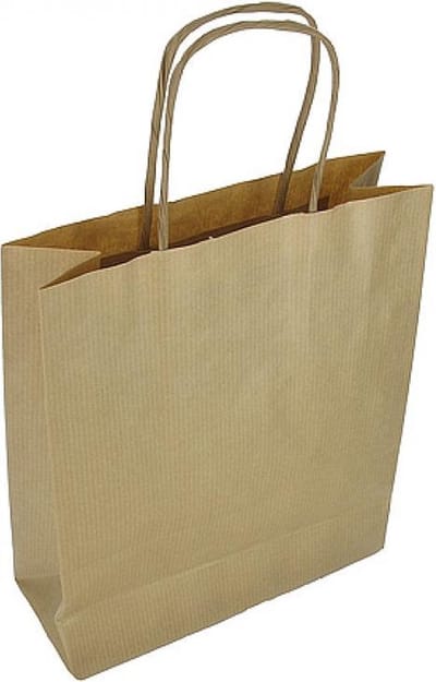 Papieren draagtas - 18+8x24 cm - Gedraaid koord  - bruin - 100 stuks