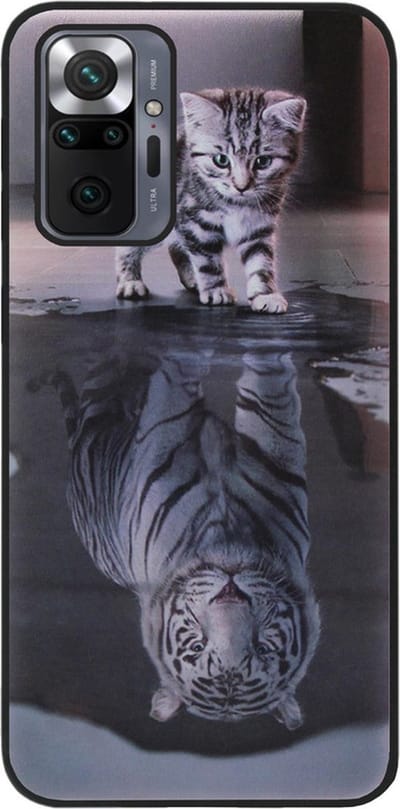 ADEL Siliconen Back Cover Softcase Hoesje Geschikt voor Xiaomi Redmi Note 10 Pro - Poezen Schaduw Tijger