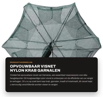 Visnet Opvouwbaar Nylon - Krab/Garnalen Kooi - Viskooi met Rits - 6/12 Gaten - Automatisch - Gemakkelijk te Gebruiken - Vissenvanger