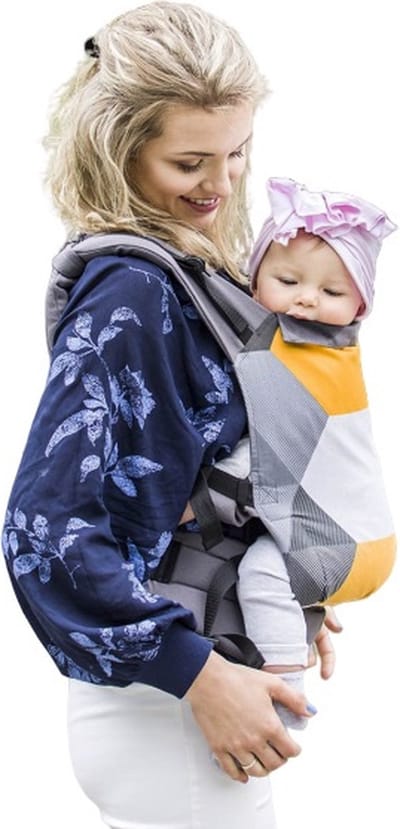 Luna Dream Draagzak Grow Up Cube Katoen Grijs/geel/wit