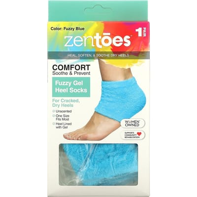 ZenToes, fuzzy gel heel socks, fuzzy blue, 1 pair blue