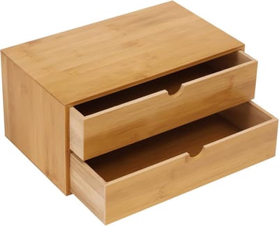 Ladebox Bureau - Opberger Kastje - Bureau Organiseren - Natuurlijk Bamboe - 33 x 19 x 16 cm - Houtkleur