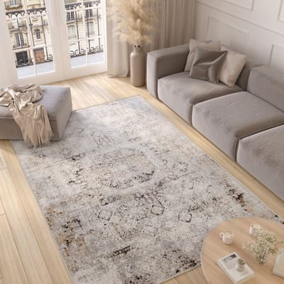 Tapiso Valley Vloerkleed Grijs Vintage Woonkamer Tapijt Maat- 90x150