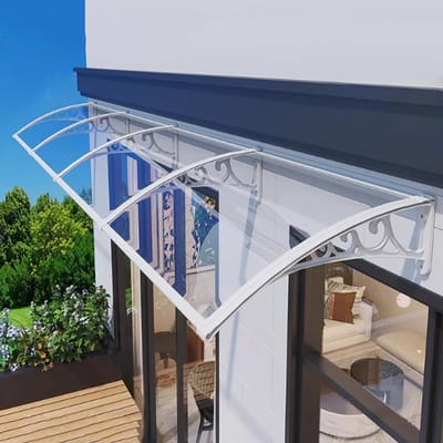 Overkapping Deur - Regenscherm - Buiten Beschermen - Slagvast Polycarbonaat - 100x60cm - Wit