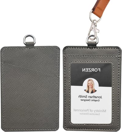Badgehouder - Kaarthouder - Kantoor ID - Afneembaar - 11 x 8 cm - Grijs