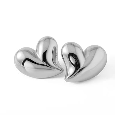Stainless Steel Hartjes Oorstekers – Glanzend & Hypoallergeen – Verkleurt Niet – Roestvrijstalen Oorbellen – 2,5 x 2,7 cm – Zilverkleurig